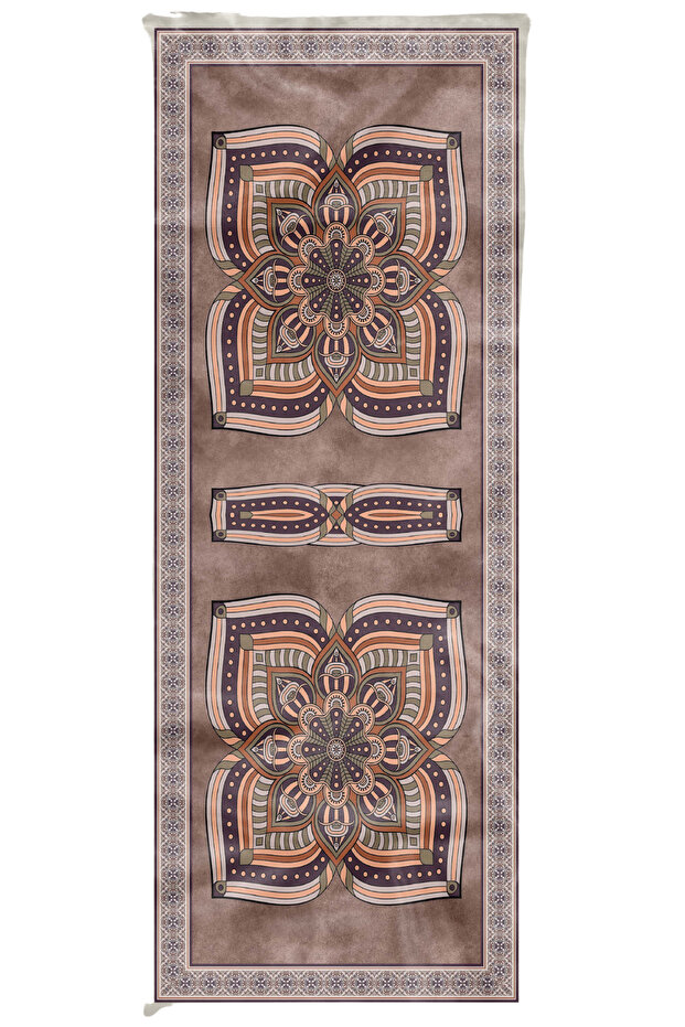 شال قطن ناعم باللون البيج بنمط هندسي - 4