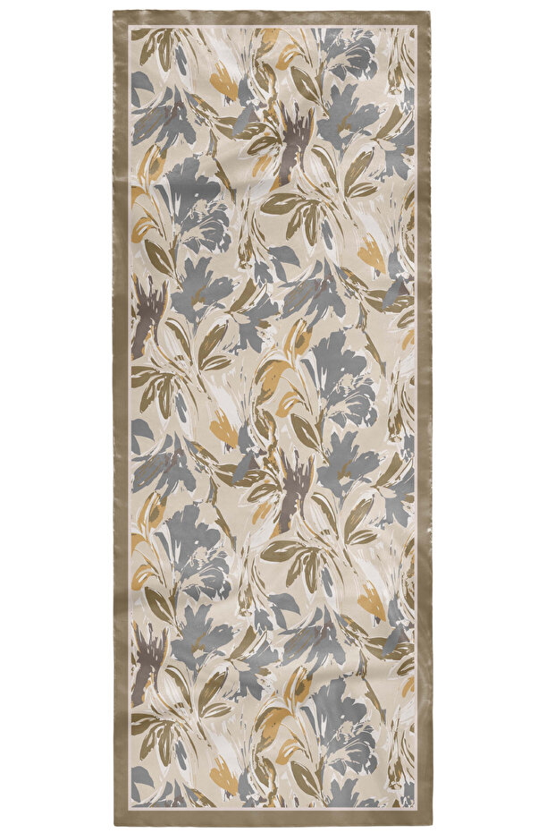 شال قطن ناعم بنمط زهرة الزنبق باللون الرمادي - 5