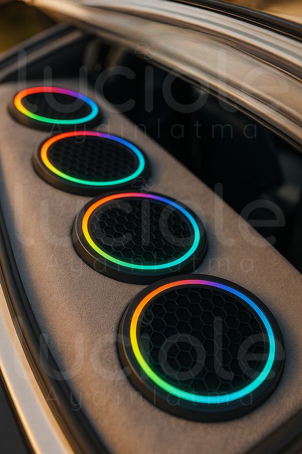 16 Cm Neon Pixel Led Midrange Hoparlör Kapağı – Sese Duyarlı, Rf Kumandalı, Argb Işık, 4'lü Set 12v - 6