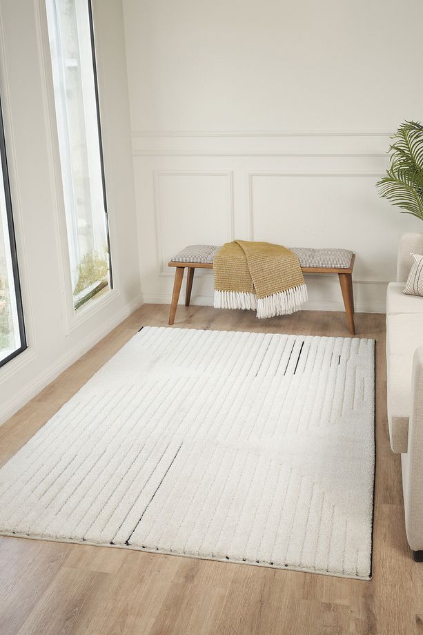 Yumuşak Peluş Post Shaggy Sisal Halı Krem Antrasit Oturma Odası Salon Mutfak Yoluk Halısı - 1