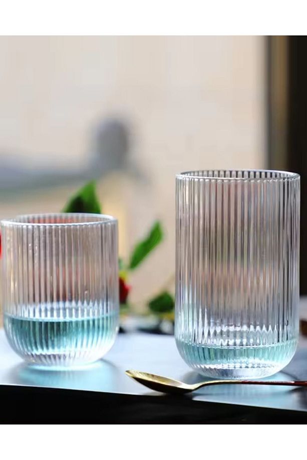 Çizgili Su,Meşrubat,Latte,Nescafe, Smoothie Cam Bardak 2 Adet 160 ML-2013 - 5