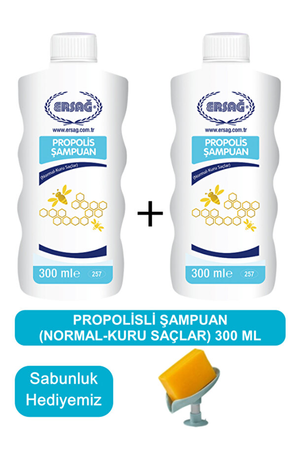 Propolis Shampoo (Normal-Dry Hair) 2 Pieces 300 ml - Soap Dispenser Our Gift 257-32