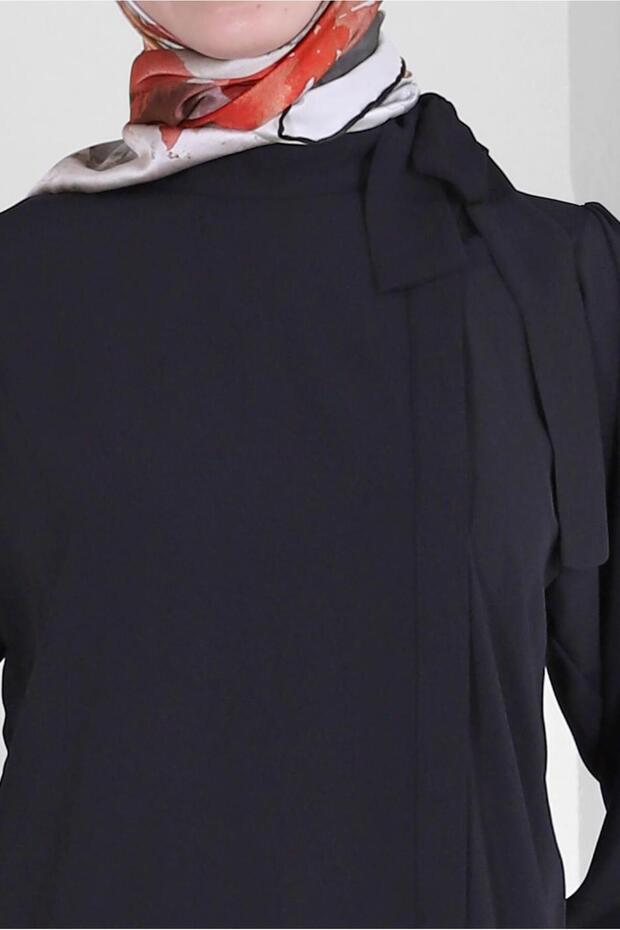 HIDDEN BUTTON TUNIC WITH COLLAR BINDING DETAIL 43508 - 4