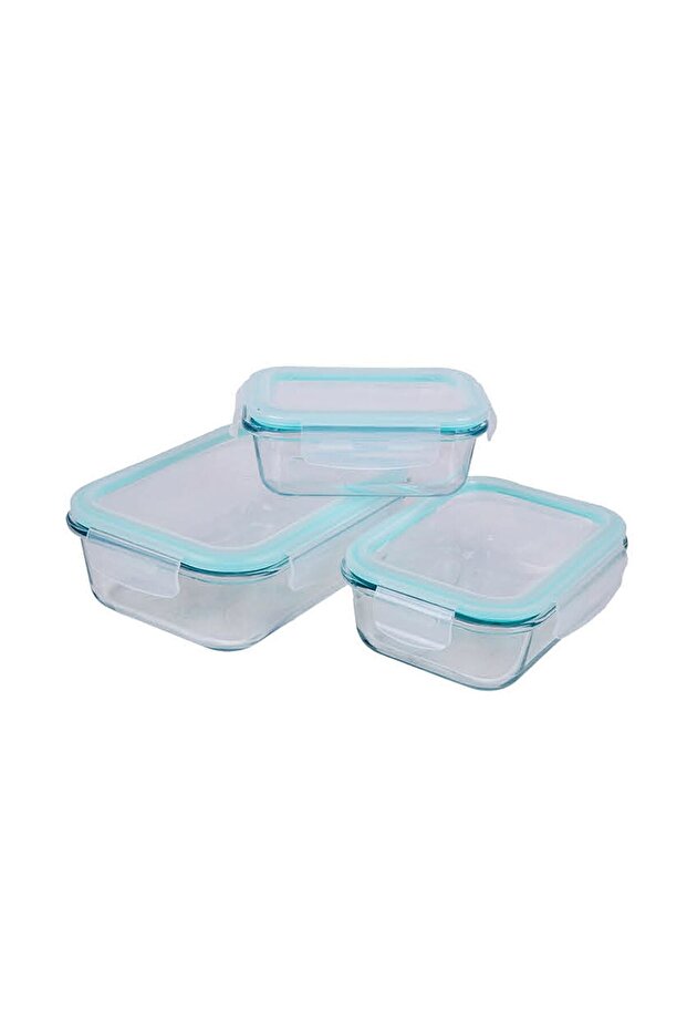 Rectangle Glass Container 3 Pcs 3764 1040ml Airtight, Durable & Multi-purpose Storage - 8