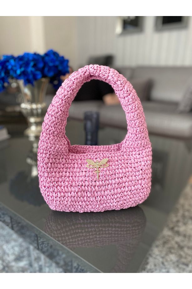 Lily Pembe örme kol / omuz çantası - 2