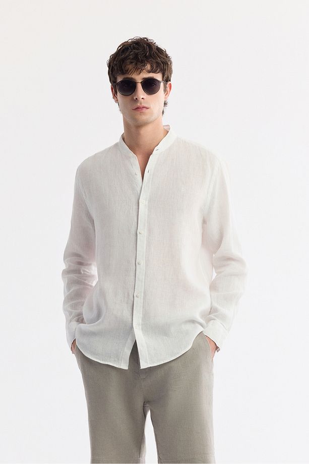 Erkek Gri Relaxed Fit Beli Lastikli %100 Keten Assos Şort B003732 - 6