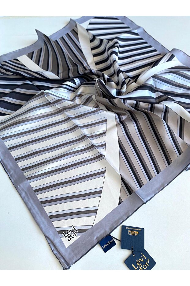 Tivil Pure Silk Scarf 49469 Gray Mixed Pattern