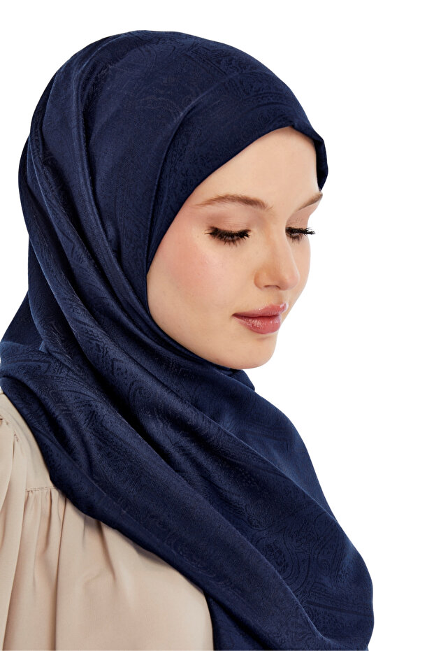 شال بنمط عرقي مونوجرام - أزرق داكن - 3