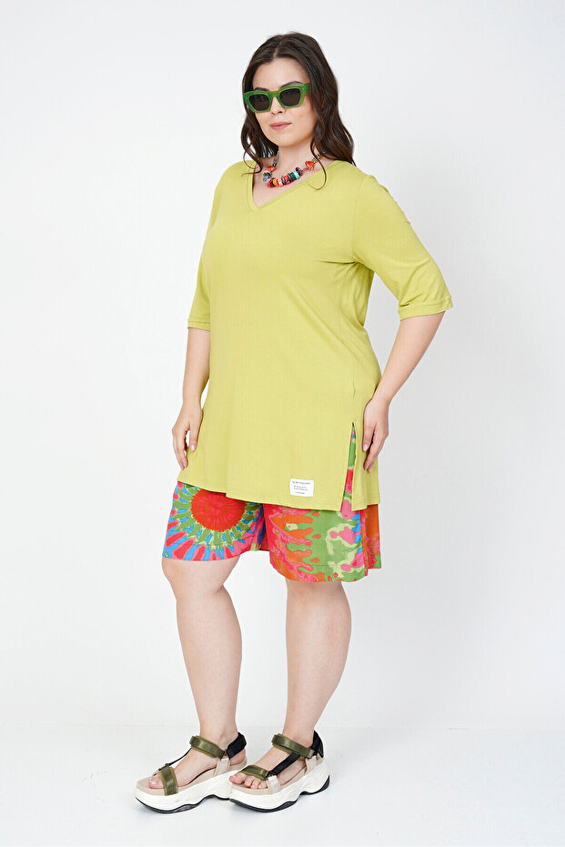 V-YAKA DÖKÜMLÜ BASIC TİŞÖRT - 7