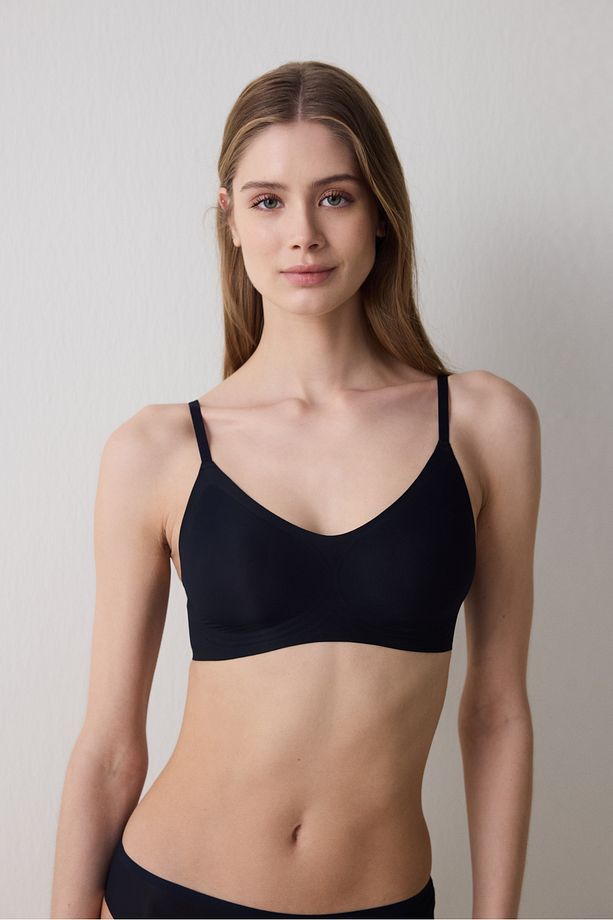 Zerogram - Ribbed Light Invisible Siyah Sütyen - 2