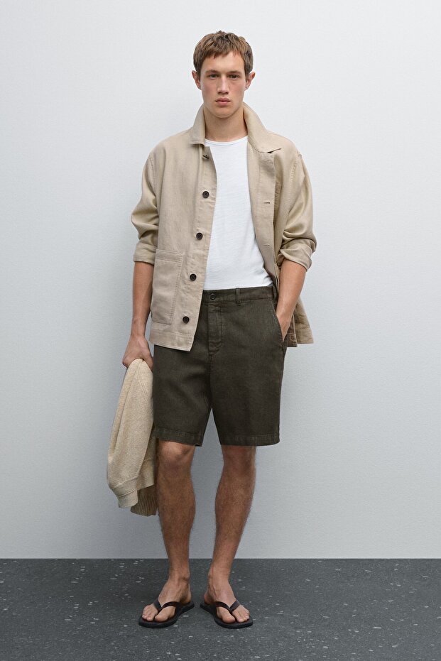 %100 keten bermuda - 1