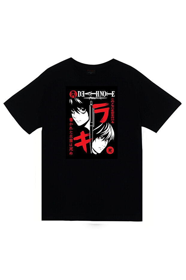 تي شيرت أسود مطبوع عليه Death Note Anime للجنسين مصنوع من القطن بنسبة 100%
