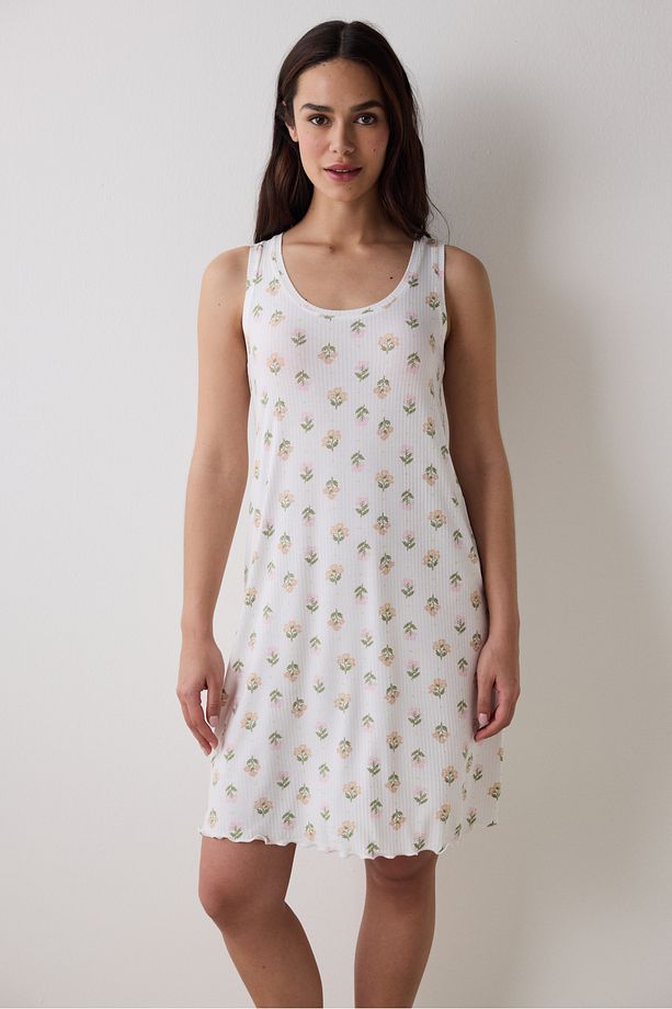 Bloom Printed Açık Yeşil Gecelik - 1