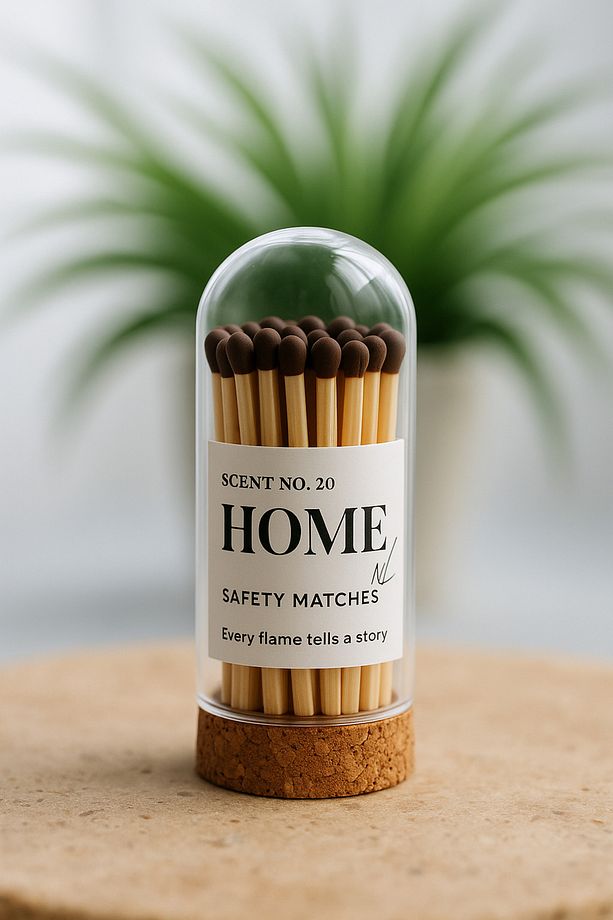 Mantar Kapaklı Cam Şişede Dekoratif Kibrit - HOME AND LOVE - 1