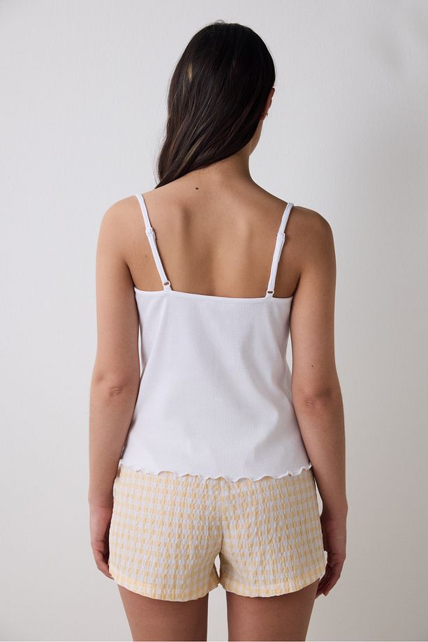Josie Gingham Açık Sarı Şortlu Pijama Takımı - 3