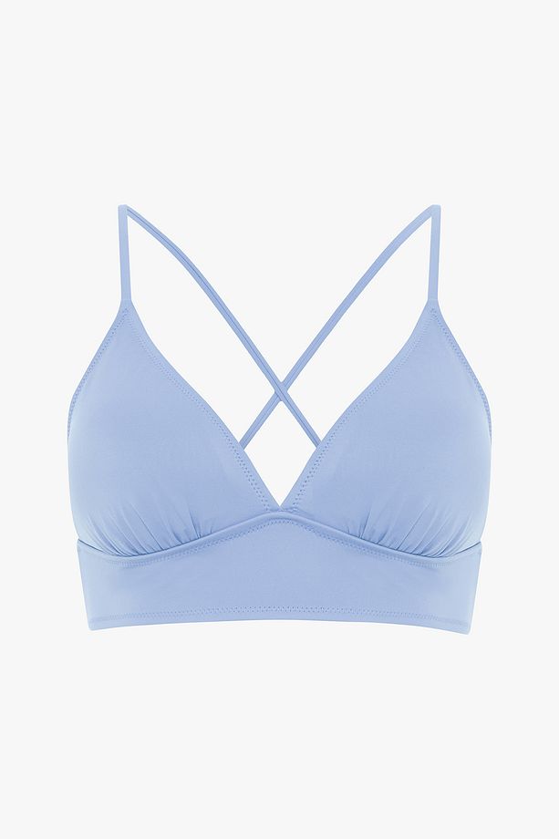 Açık Mavi Bralet Çıkarılabilir Kaplı Bikini Üstü - 5