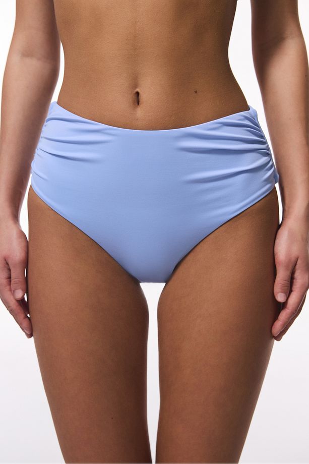 Açık Mavi High Shirred Yüksek Bel Bikini Altı - 1