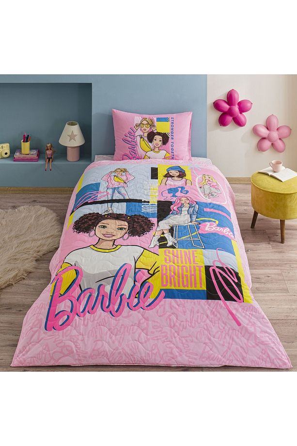 Taç Lisanslı BarbieBright Tek Kişilik Pamuk Complete Set - 1