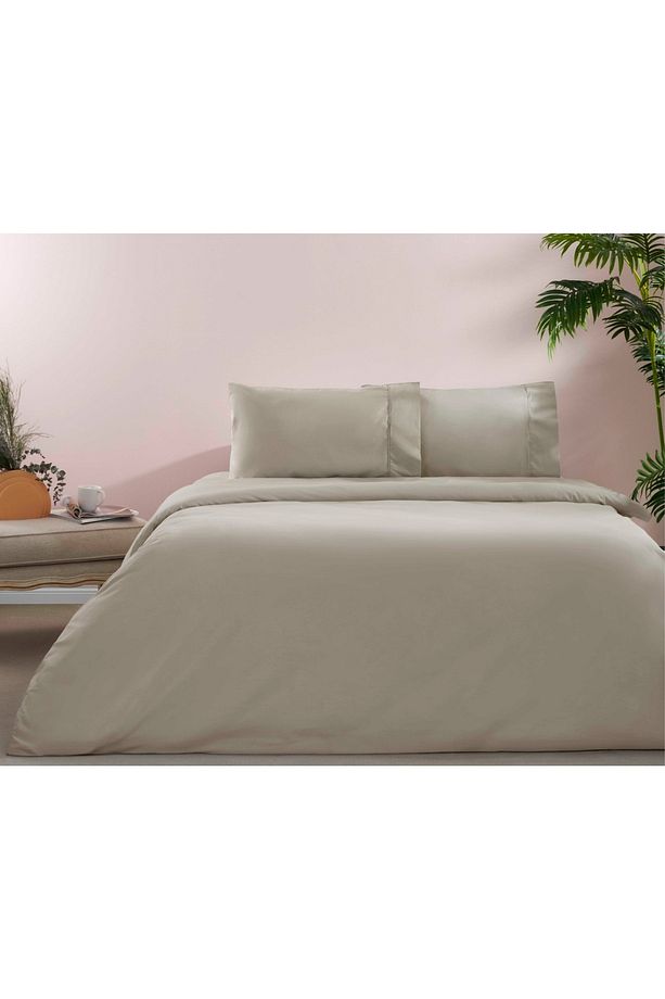 Taç Ranforce Basic Queen Size Nevresim Takımı Vizon - 1