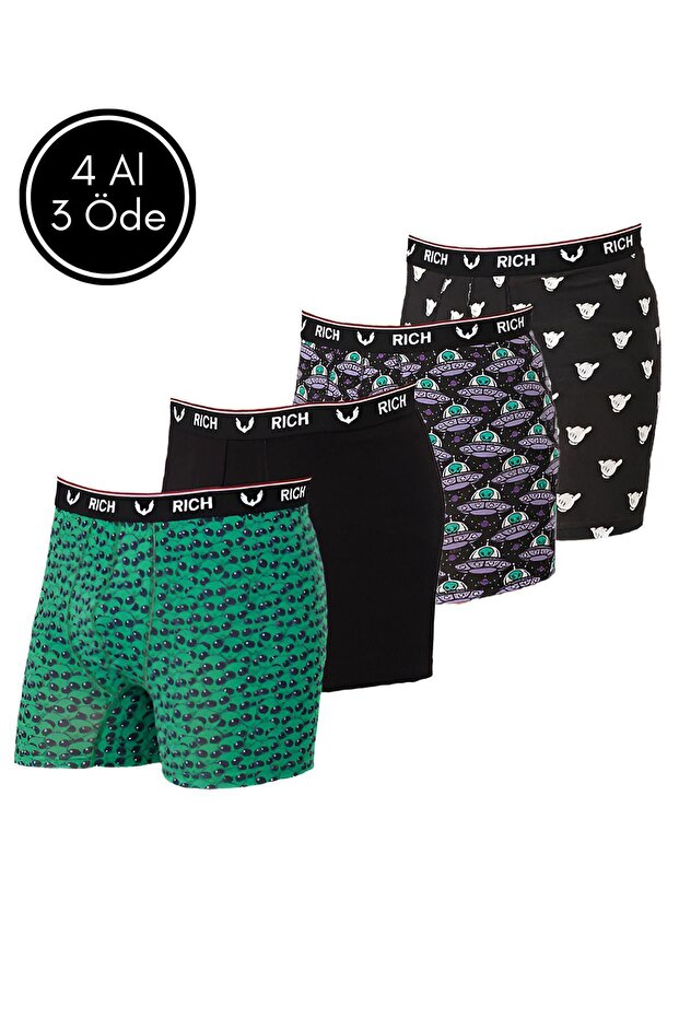 مجموعة من 4 بوكسرات من الليكرا للرجال - 1