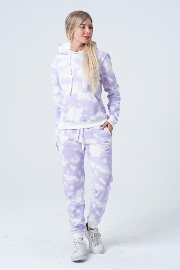 Kadın Batik Kapüşonlu Sweatshirt - 5