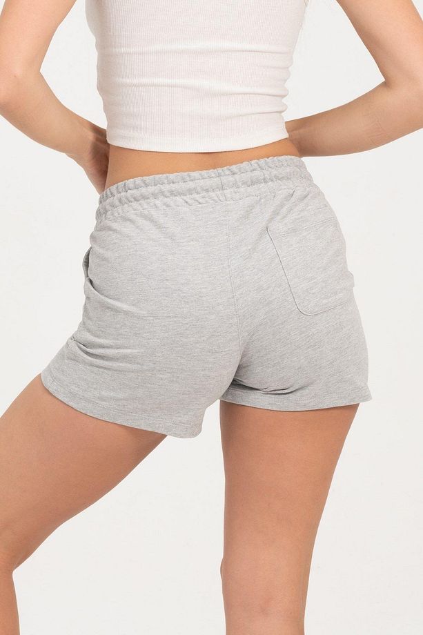 Kadın Gri Melanj Şort Mini Spor Şort - 4