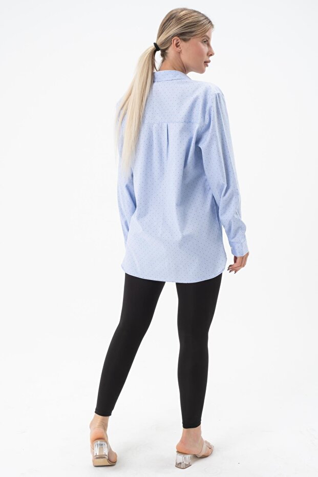 قميص نسائي منقوش بلون سادة - 7