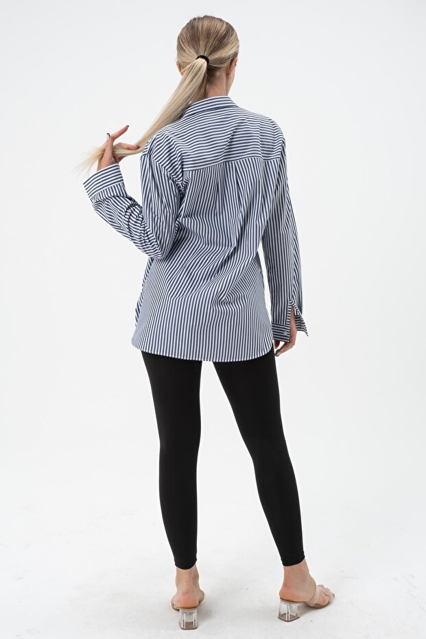 قميص نسائي منقوش بلون سادة - 7