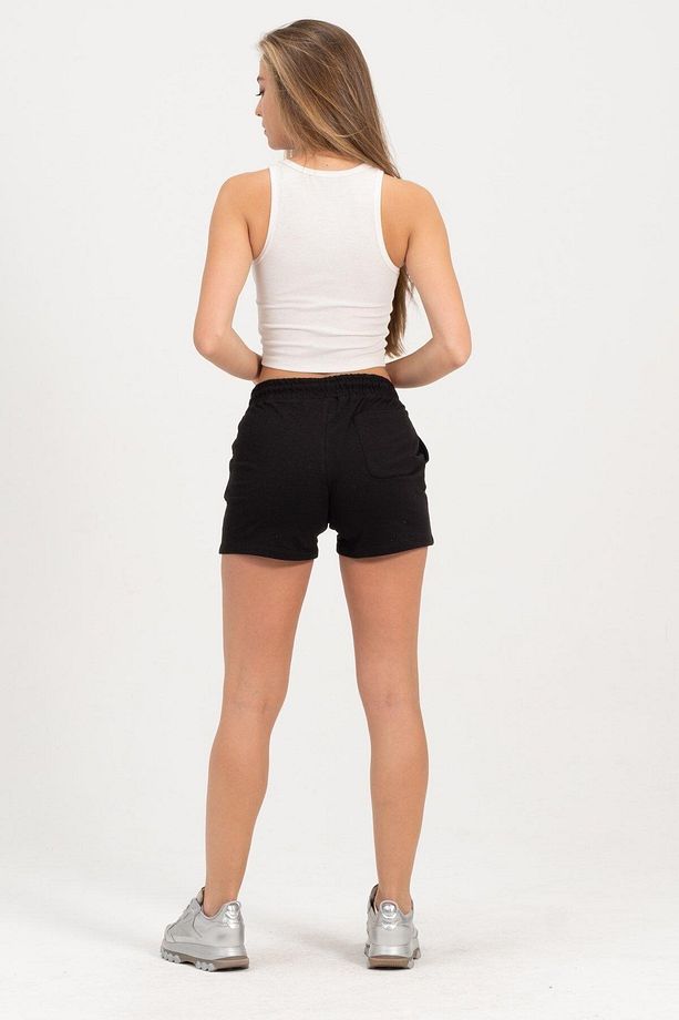 Kadın Siyah Şort Mini Spor Şort - 7