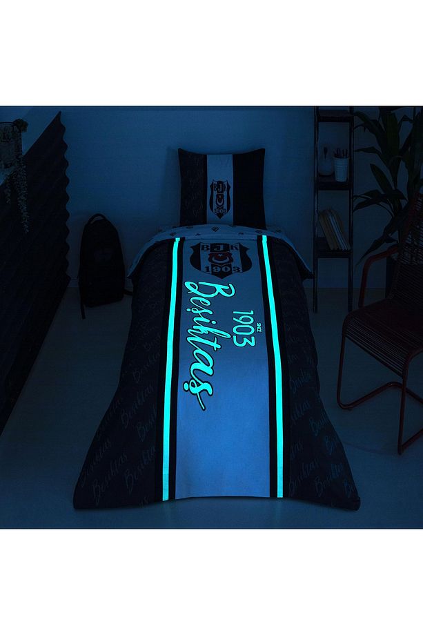 Lisanslı Beşiktaş 1903 Glow Tek Kişilik Pamuk Nevresim Takımı - 1