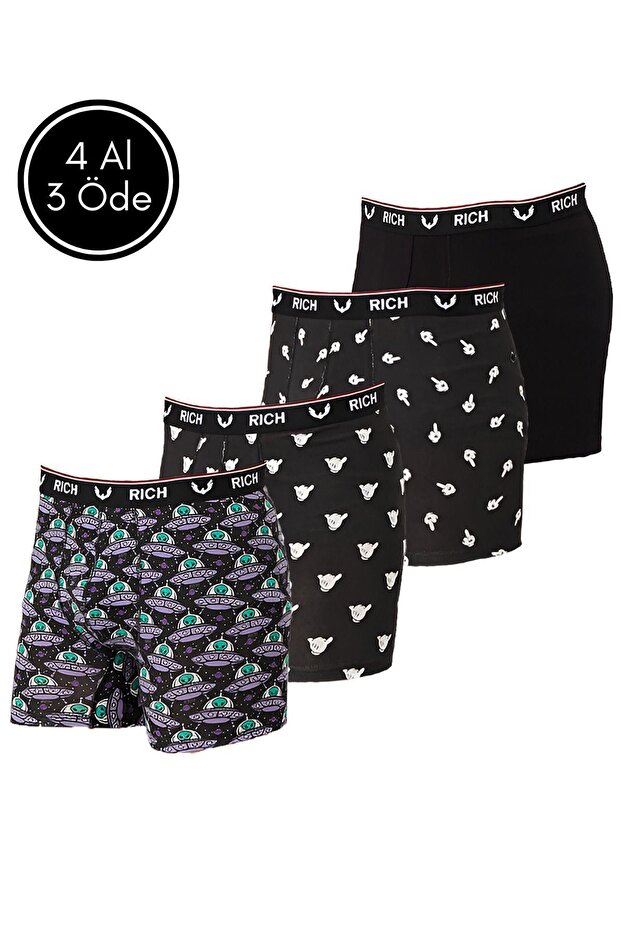 مجموعة من 4 بوكسرات من الليكرا للرجال - 1