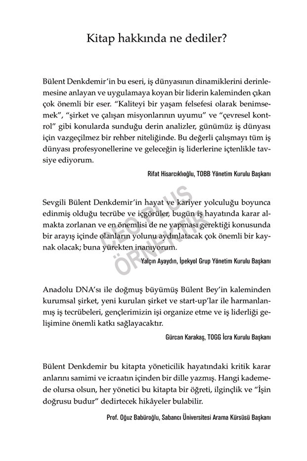 Yönetim Hayata Benzer: Yolda Öğrendiklerim / Bülent Denkdemir / CEO Plus / 9786258026184 - 3