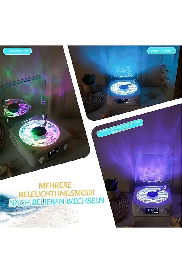 Plak Görünümlü Bluetooth Hoparlör 3D Ses Dalgası Retro Müzik Plak Gece Lambası - 7