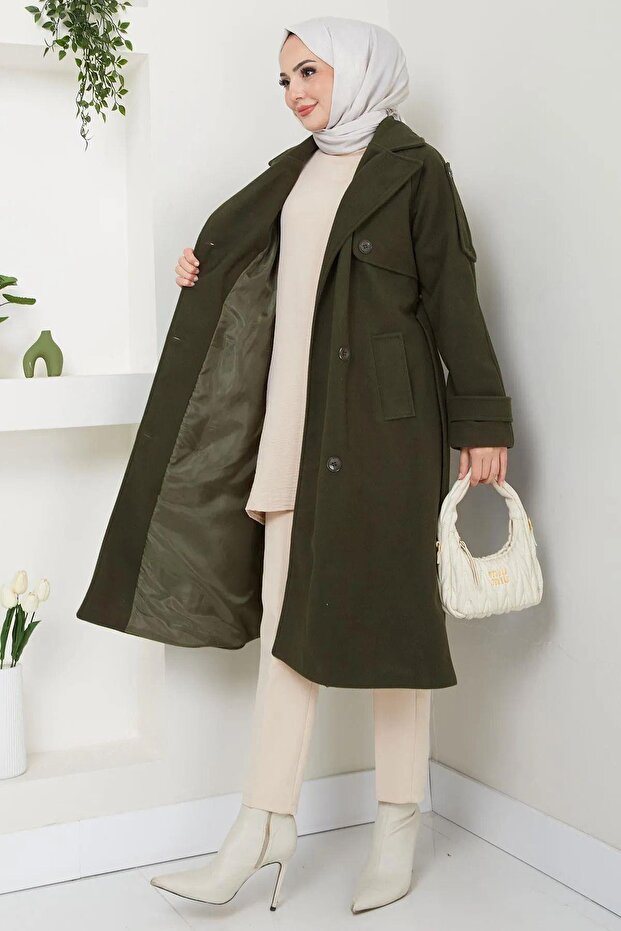 معطف زجاجي مزين بأزرار - 6