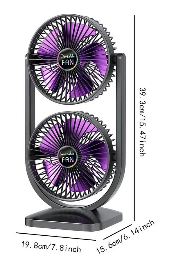 Mini Fan | Taşınabilir Çift Başlıklı Sessiz Vantilatör | Type-C Girişli, 3 Kademel - 4