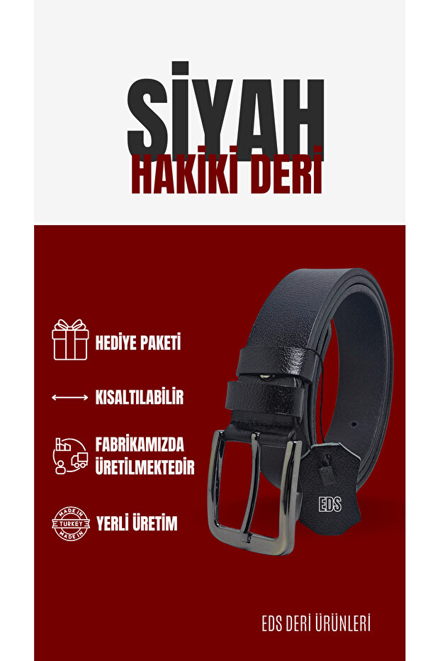 genuine leather company eds Erkek Siyah Spor %100 Hakiki Deri Kemer