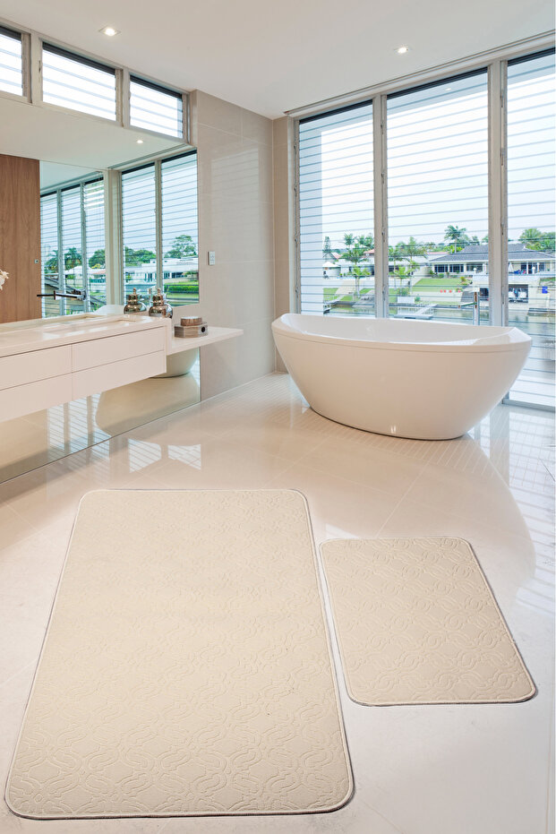 Delura Mink Large Size Non-Slip Sole Modern Machine Washable Soft Double Bathroom Mat Set