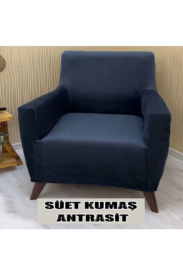 Süet Detaylı Angora Kumaş 2 Adet Üçlü & Çekyat- 2 Adet Tekli Set Koltuk Kılıfı - 3