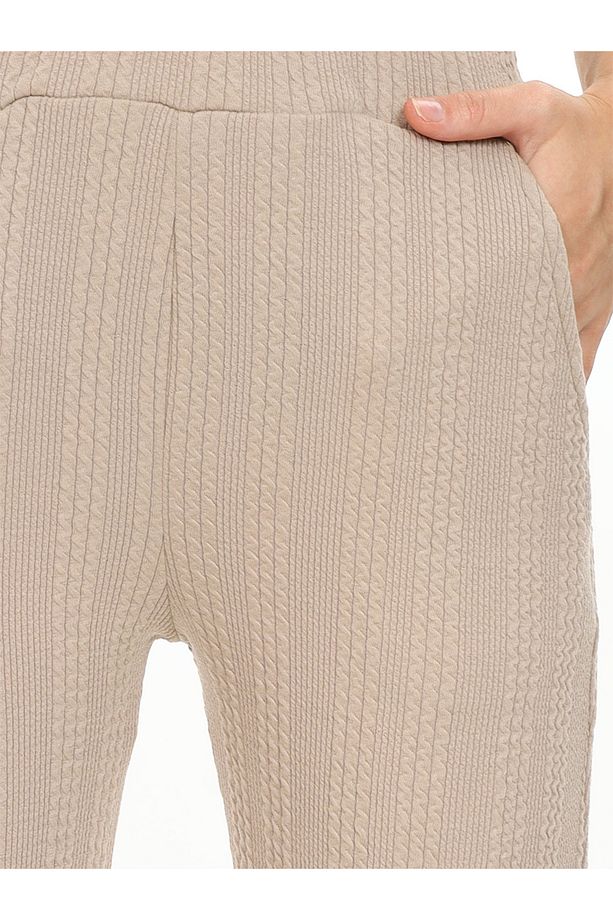 Kız Çocuk Boru Paça Bej Basic Eşofman Altı - 3