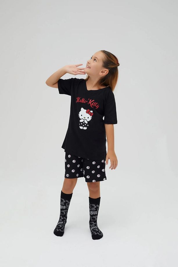 Kız Çocuk Kollu Şortlu Pamuklu Pijama Takımı - 2