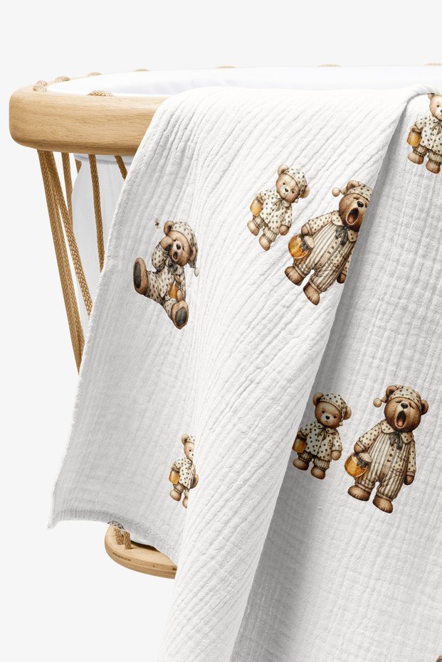 4 Layer Muslin Blanket Teddy Bear with Pajamas Baby Muslin Blanket Four Layer Muslin 100X110 cm