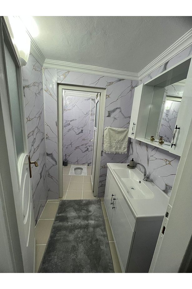 Kendinden Yapışkanlı Mermer Desenli Pvc Karo Panel 60x120 Cm (0,72 m²) Banyo, Wc, Mutfak - 5