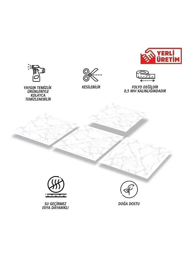 Kendinden Yapışkanlı Mermer Desenli Pvc Karo Panel 60x120 Cm (0,72 m²) Banyo, Wc, Mutfak - 4