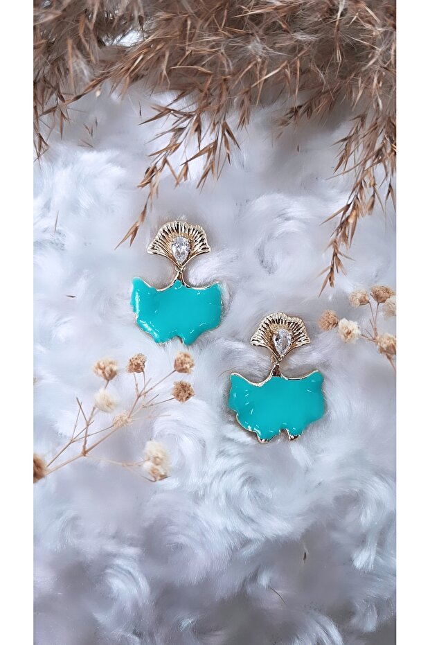 أقراط مينا ملونة على شكل ورقة شجر - 5