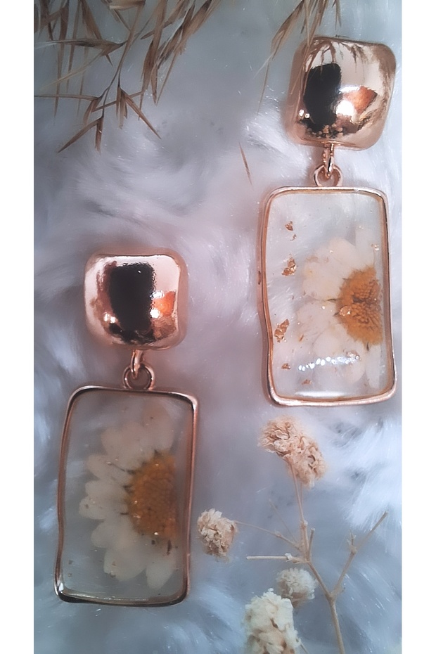 أقراط إيبوكسي على شكل زهرة الأقحوان - 1