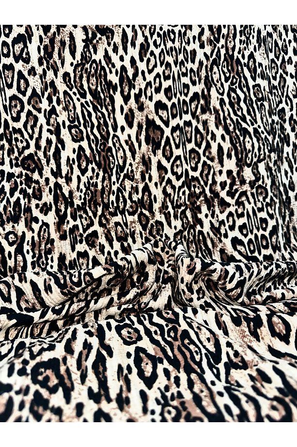 Leopar Desenli Viskon Kumaş – Akışkan ve Nefes Alabilir – Elbiselik / Bluzluk - 2