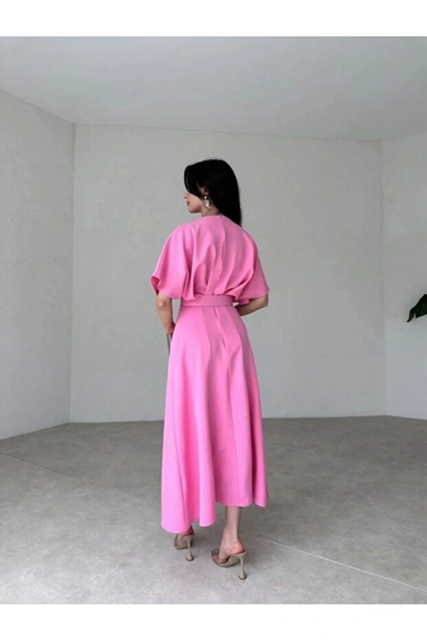 Pembe Kemerli Elbise - 3