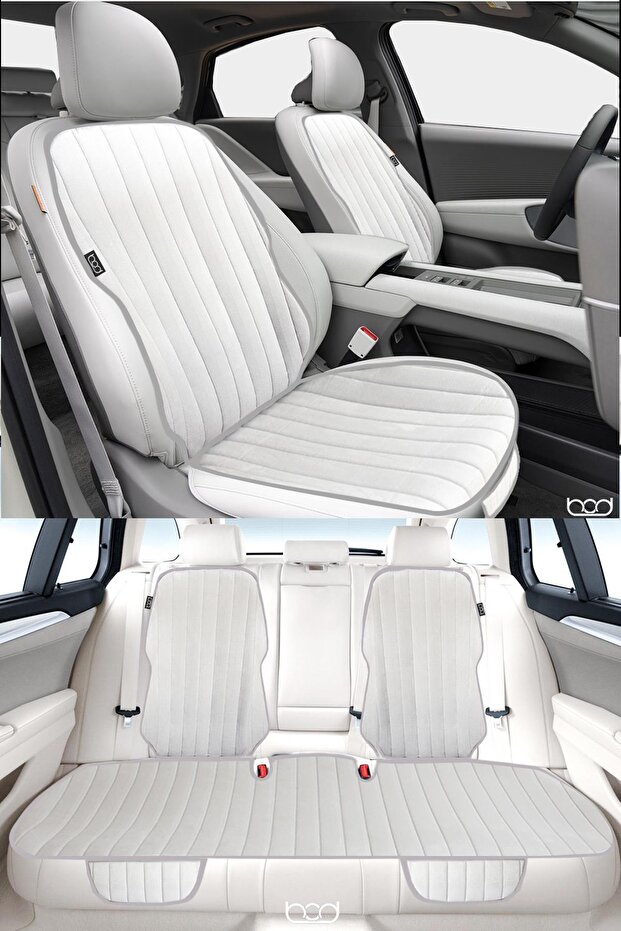 Vodina Series Thai Feather Pocket Car Seat Cushion Set Seat Protection Cover Front Rear Set Gray