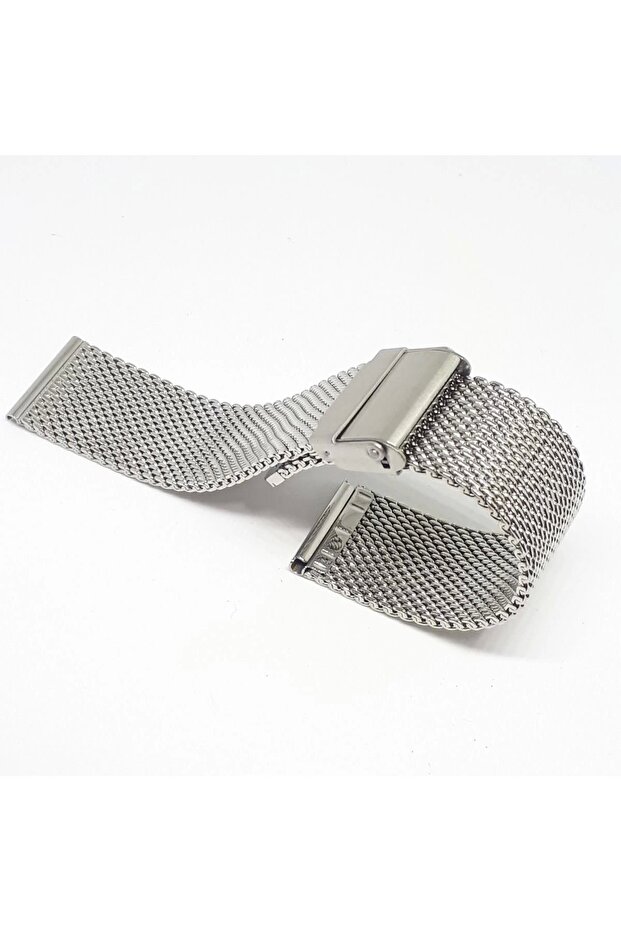 18mm Silver Color Mesh Thick Weave Steel Plated Metal Watch Band