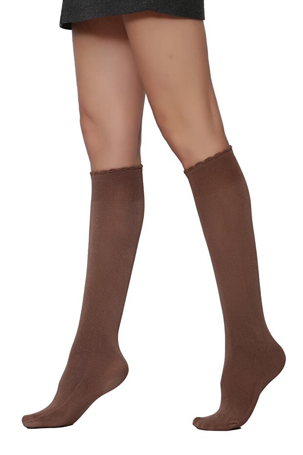 Soft Viskon Dizaltı Çorap Bronz - 1